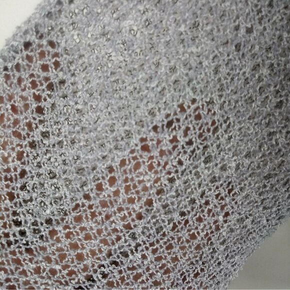 A’reve Women’s Sheer Mesh Mixed Media Pullover Top Gray M Raw Edge Lace Detail - Picture 2 of 7